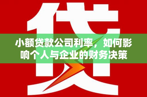 香港岛小额贷款公司利率，如何影响个人与企业的财务决策